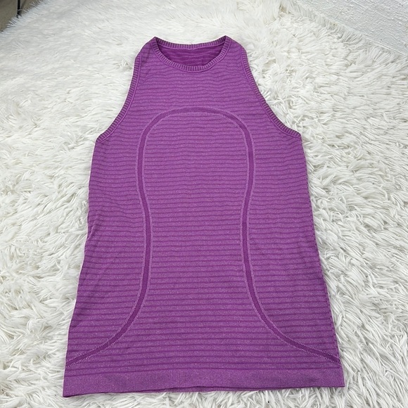 🔥$SALE$🔥 Lululemon Swiftly Tech Tank Rugby Stripe Tonal Heathered Ultra Violet - Picture 1 of 5